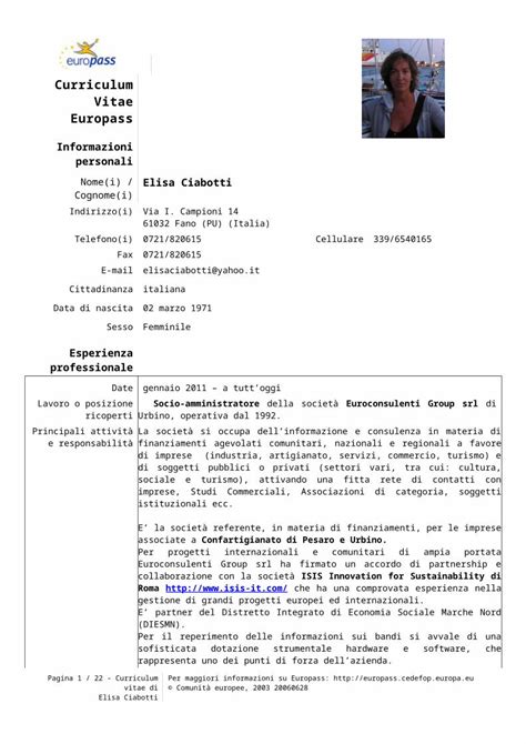 Europass Curriculum Vitae Informazioni personali Nome .